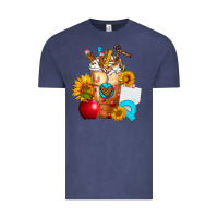 Vintage Denim teacher cold drink frappe with sunflowers Vintage Tee - FaDigitalArtStudio