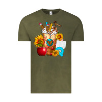 Vintage Olive teacher cold drink frappe with sunflowers Vintage Tee - FaDigitalArtStudio