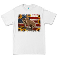 White American Wolves with Sunflower Background Png Premium Tee - Jasminsmagicworld