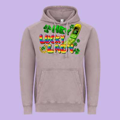 Hey Lucky Lady Flip Phone Vintage Hoodie Designed By Fadigitalartstudio