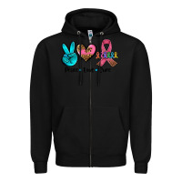 Black peace love  cure Zipper Hoodie - AdoDesignShop