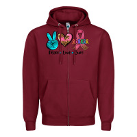 Burgundy peace love  cure Zipper Hoodie - AdoDesignShop