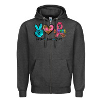 Charcoal Heather peace love  cure Zipper Hoodie - AdoDesignShop