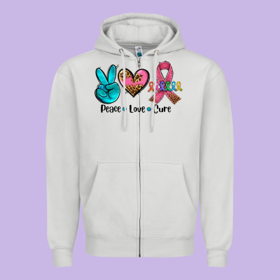 Peace Love  Cure Zipper Hoodie Designed By Adodesignshop