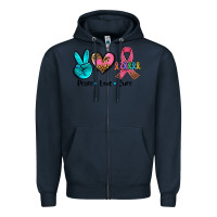 Navy peace love  cure Zipper Hoodie - AdoDesignShop