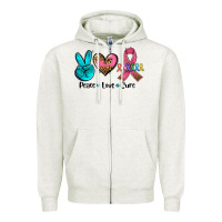 Oatmeal Heather peace love  cure Zipper Hoodie - AdoDesignShop