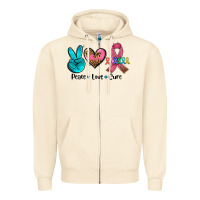 Sandshell peace love  cure Zipper Hoodie - AdoDesignShop