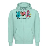 Seafoam peace love  cure Zipper Hoodie - AdoDesignShop