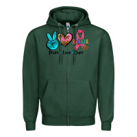 Sports Green peace love  cure Zipper Hoodie - AdoDesignShop