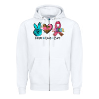 White peace love  cure Zipper Hoodie - AdoDesignShop