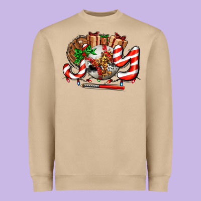 Joy With Baseball And Christmas Gift And Candies Heavyweight Sweatshirt Designed By Adodesignshop