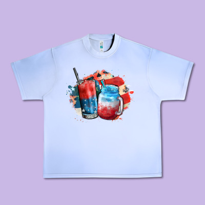 Red White And Blue Slushy Cocktail Urban Heavy Tee Designed By Fadigitalartstudio