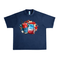 Navy Red white and blue slushy cocktail Urban Heavy Tee - FaDigitalArtStudio