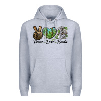 Heather Grey peace love koala Premium Hoodie - LillyAllenDesigns