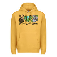 Mustard peace love koala Premium Hoodie - LillyAllenDesigns