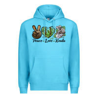 Ocean Blue peace love koala Premium Hoodie - LillyAllenDesigns