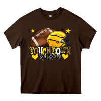 Chocolate Brown Touchdown season American Football yellow team Heavy Core Tee - HowdyJamesFarm