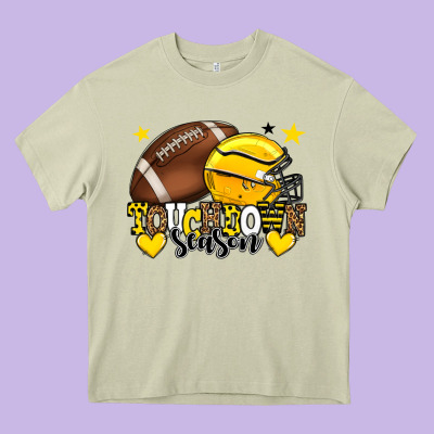 Touchdown Season American Football Yellow Team Heavy Core Tee Designed By Howdyjamesfarm