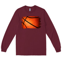 Burgundy Basketball Brushstroke Long Sleeve Tee - RanaPortraitStore
