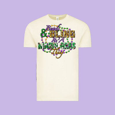 Beads And Bling It's' A Mardi Gras Thing Vintage Tee Designed By Fadigitalartstudio