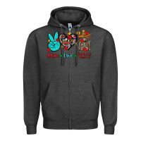 Charcoal Heather peace love dia de los muertos Zipper Hoodie - AdoDesignShop