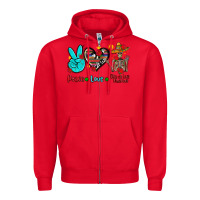Red peace love dia de los muertos Zipper Hoodie - AdoDesignShop