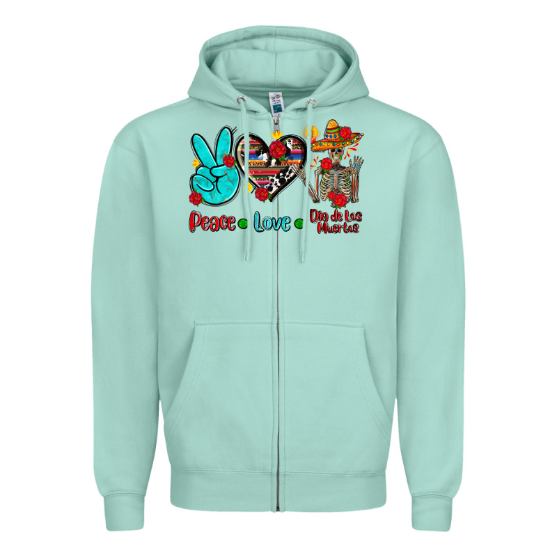 Peace Love Dia De Los Muertos Zipper Hoodie by AdoDesignShop | Teevron