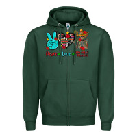 Sports Green peace love dia de los muertos Zipper Hoodie - AdoDesignShop