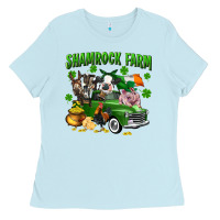 Baby Blue Shamrock farm Ladies Tee - CowGirlArtShop