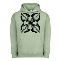 Pigment Oil Green trippy psychedelic rave sacred geometry Urban Hoodie - DesigneFamous