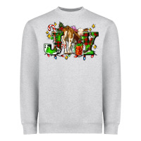 Heather Grey joy with baby cow and christmas gifts mistletoe Heavyweight Sweatshirt - AdoDesignShop