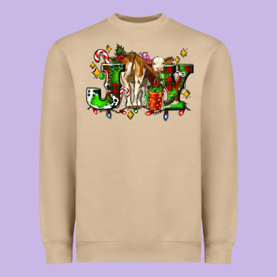 Joy With Baby Cow And Christmas Gifts Mistletoe Heavyweight Sweatshirt Designed By Adodesignshop