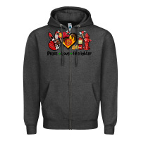 Charcoal Heather peace love firefighter Zipper Hoodie - AdoDesignShop