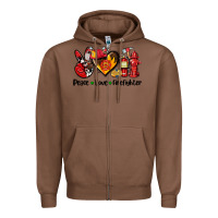 Chestnut peace love firefighter Zipper Hoodie - AdoDesignShop