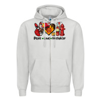 Dove Grey peace love firefighter Zipper Hoodie - AdoDesignShop