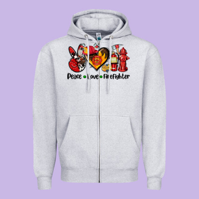 Peace Love Firefighter Zipper Hoodie Designed By Adodesignshop