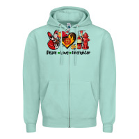 Seafoam peace love firefighter Zipper Hoodie - AdoDesignShop