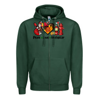 Sports Green peace love firefighter Zipper Hoodie - AdoDesignShop