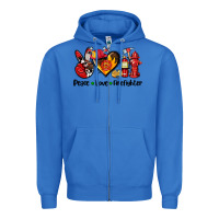 True Royal peace love firefighter Zipper Hoodie - AdoDesignShop