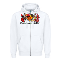 White peace love firefighter Zipper Hoodie - AdoDesignShop