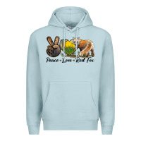 Blue Mist Peace Love Red Fox Premium Hoodie - LillyAllenDesigns