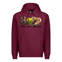 Burgundy Peace Love Red Fox Premium Hoodie - LillyAllenDesigns