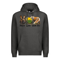 Charcoal Heather Peace Love Red Fox Premium Hoodie - LillyAllenDesigns