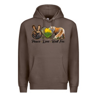 Coffee Peace Love Red Fox Premium Hoodie - LillyAllenDesigns