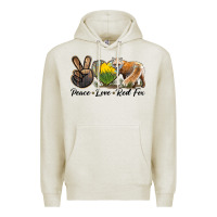Oatmeal Heather Peace Love Red Fox Premium Hoodie - LillyAllenDesigns