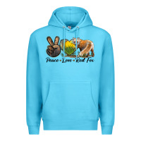 Ocean Blue Peace Love Red Fox Premium Hoodie - LillyAllenDesigns