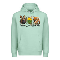 Seafoam Peace Love Red Fox Premium Hoodie - LillyAllenDesigns