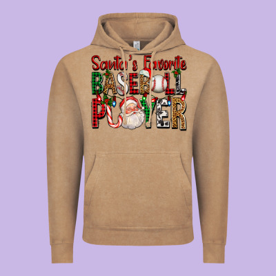 Santa's Favorite Baseball Player For Christmas Vintage Hoodie Designed By Fadigitalartstudio
