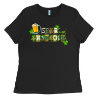 Black Beer and shamrock Ladies Tee - CowGirlArtShop