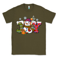 Army Green christmas joy snowman Classic Tee - CowGirlArtShop